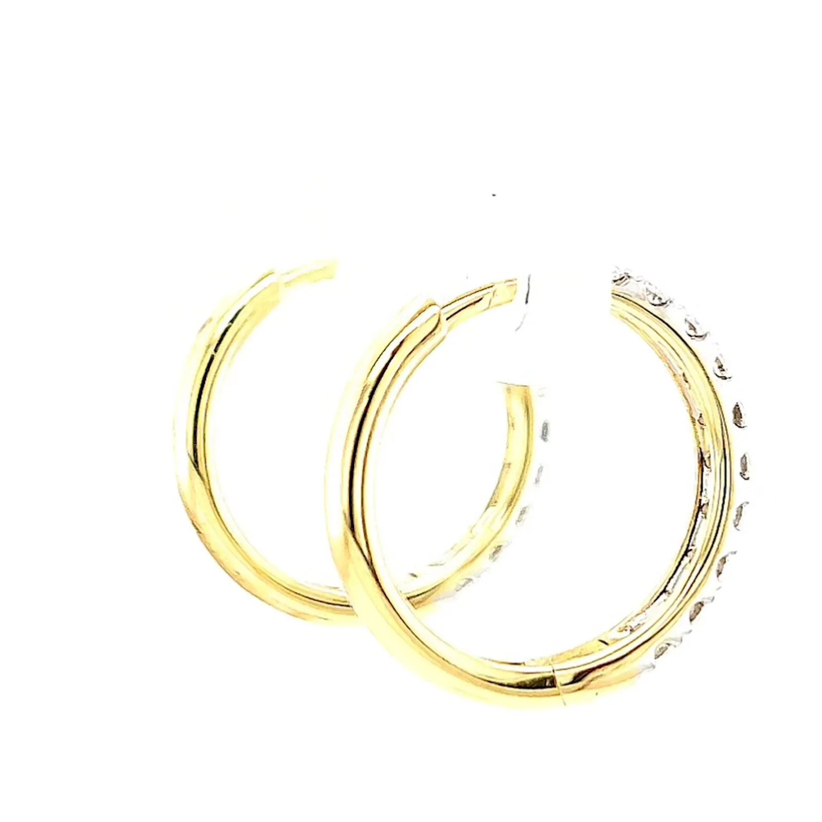 Celebration 9ct Two Tone Gold Round Brilliant Cut 1/2 CARAT tw of Lab Grown Diamonds Huggie Earrings