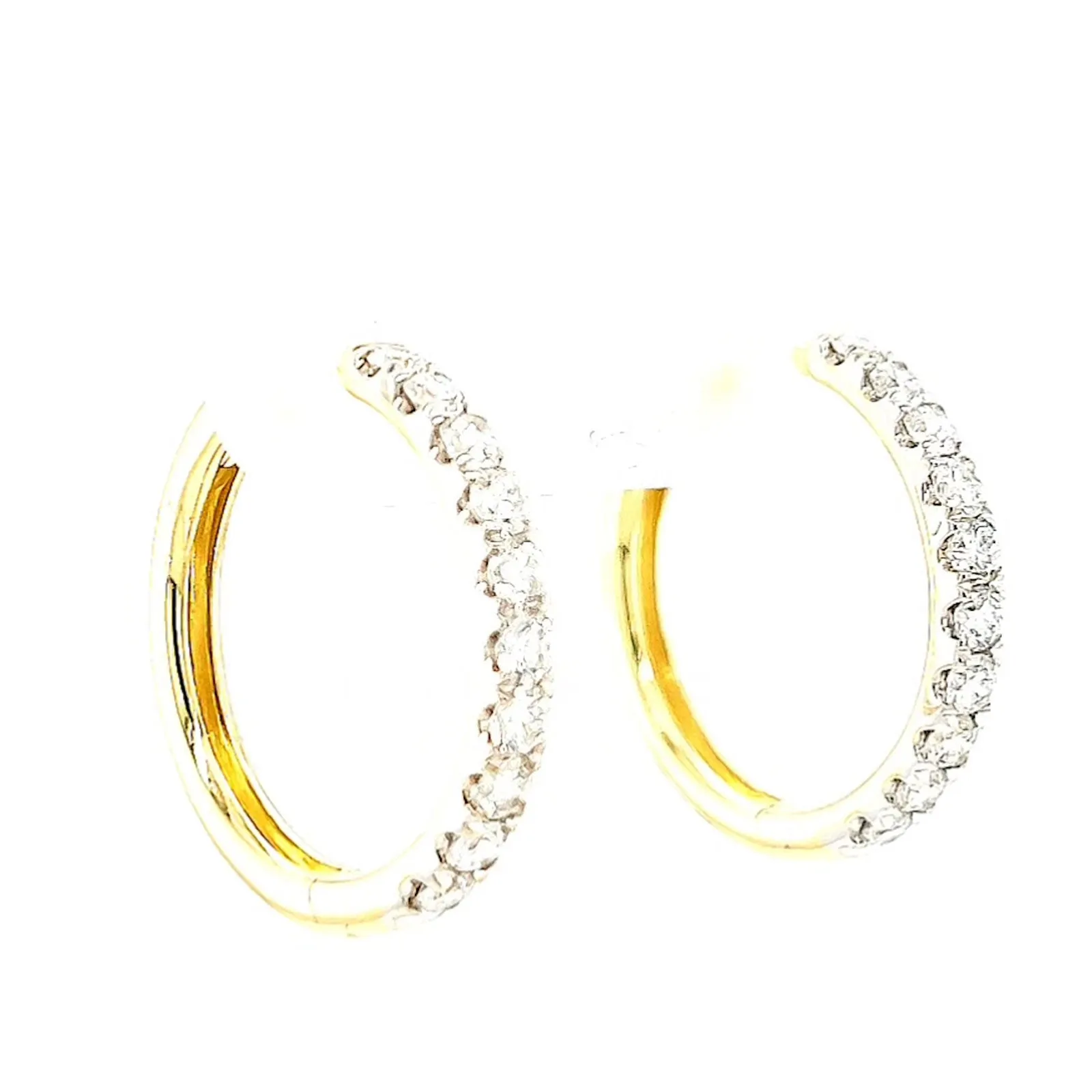 Celebration 9ct Two Tone Gold Round Brilliant Cut 1/2 CARAT tw of Lab Grown Diamonds Huggie Earrings