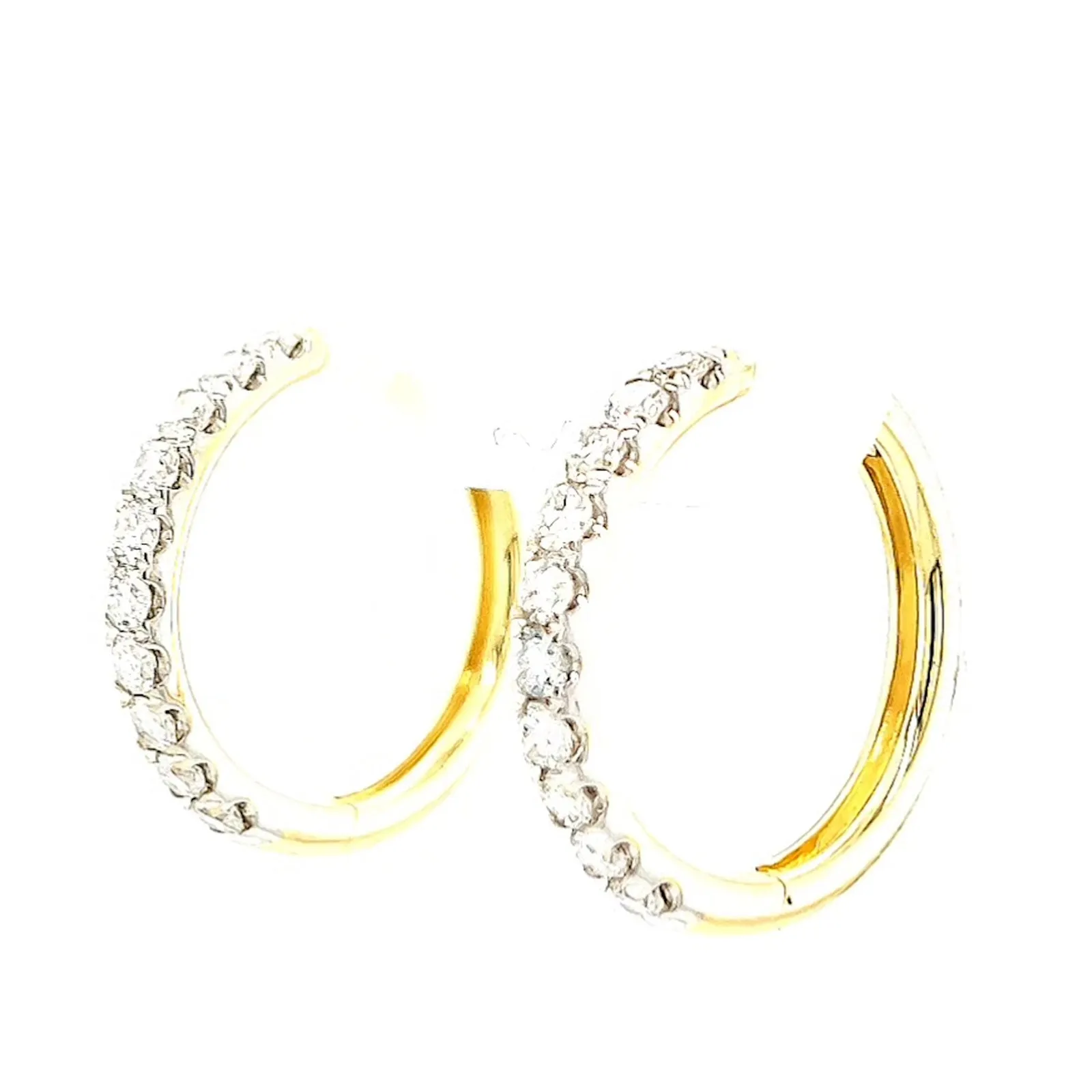 Celebration 9ct Two Tone Gold Round Brilliant Cut 1/2 CARAT tw of Lab Grown Diamonds Huggie Earrings