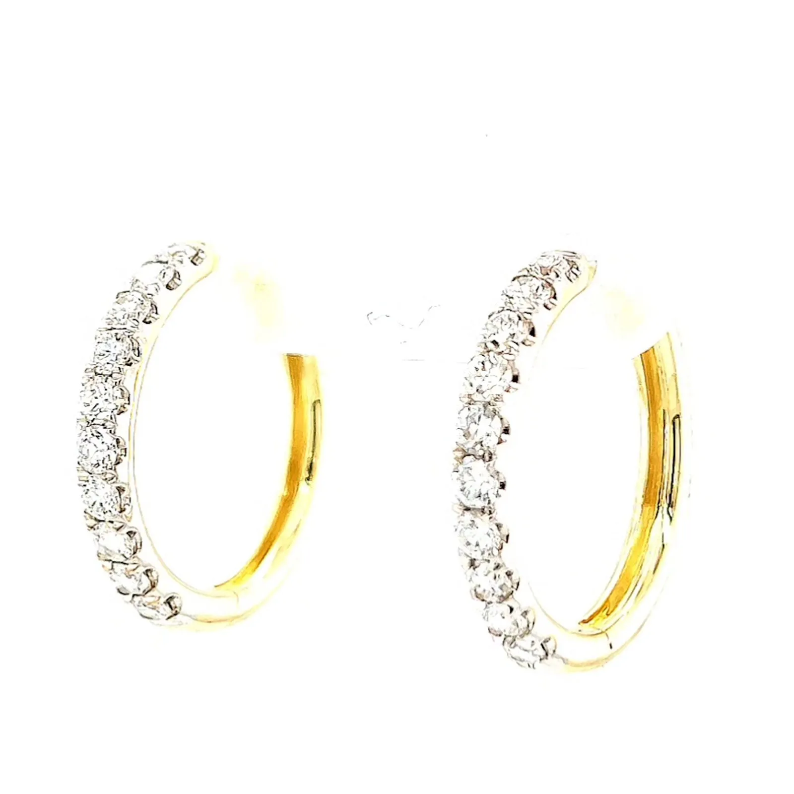 Celebration 9ct Two Tone Gold Round Brilliant Cut 1/2 CARAT tw of Lab Grown Diamonds Huggie Earrings