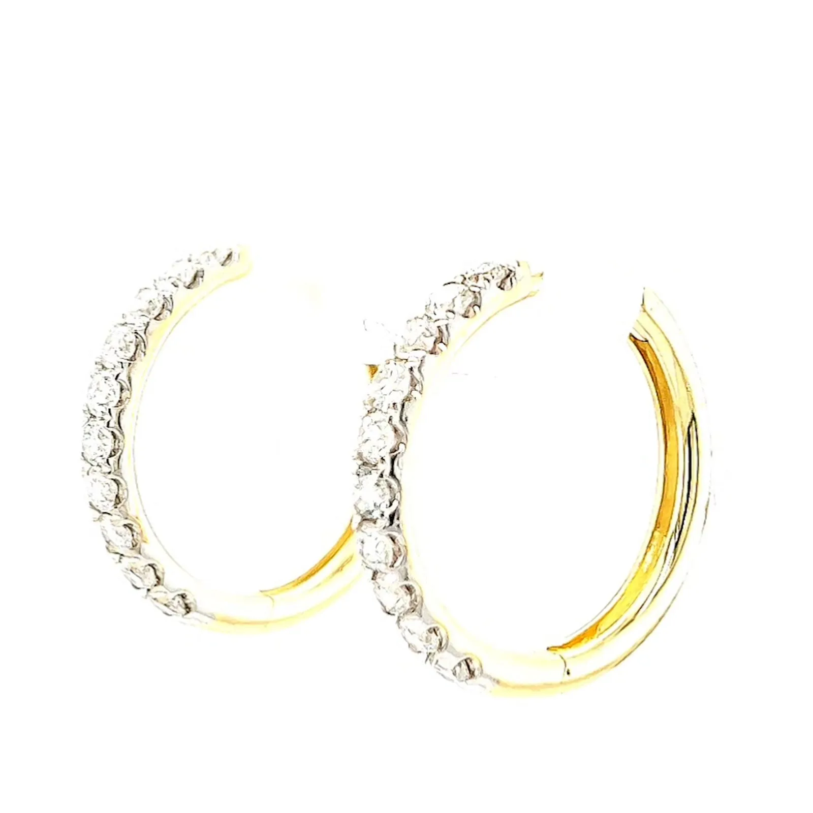 Celebration 9ct Two Tone Gold Round Brilliant Cut 1/2 CARAT tw of Lab Grown Diamonds Huggie Earrings