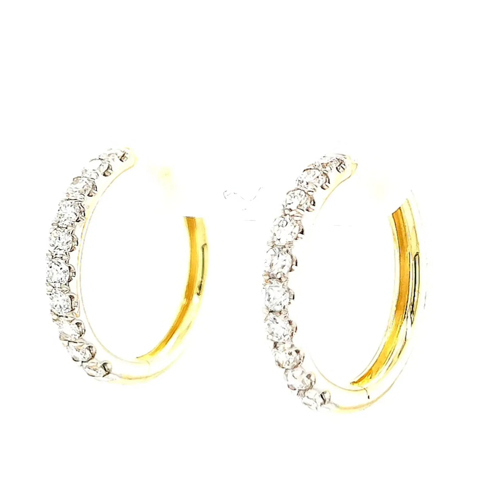 Celebration 9ct Two Tone Gold Round Brilliant Cut 1/2 CARAT tw of Lab Grown Diamonds Huggie Earrings