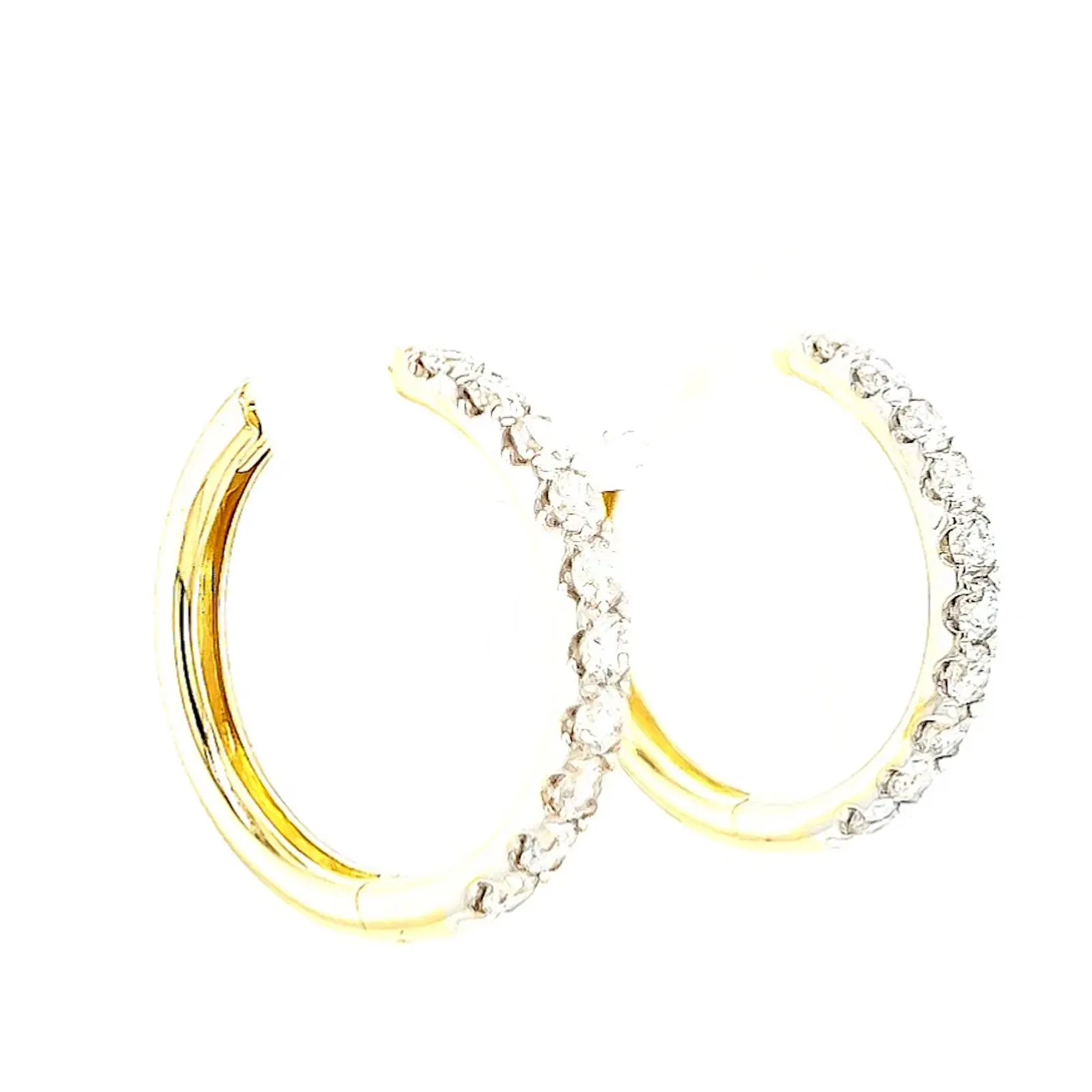 Celebration 9ct Two Tone Gold Round Brilliant Cut 1/2 CARAT tw of Lab Grown Diamonds Huggie Earrings