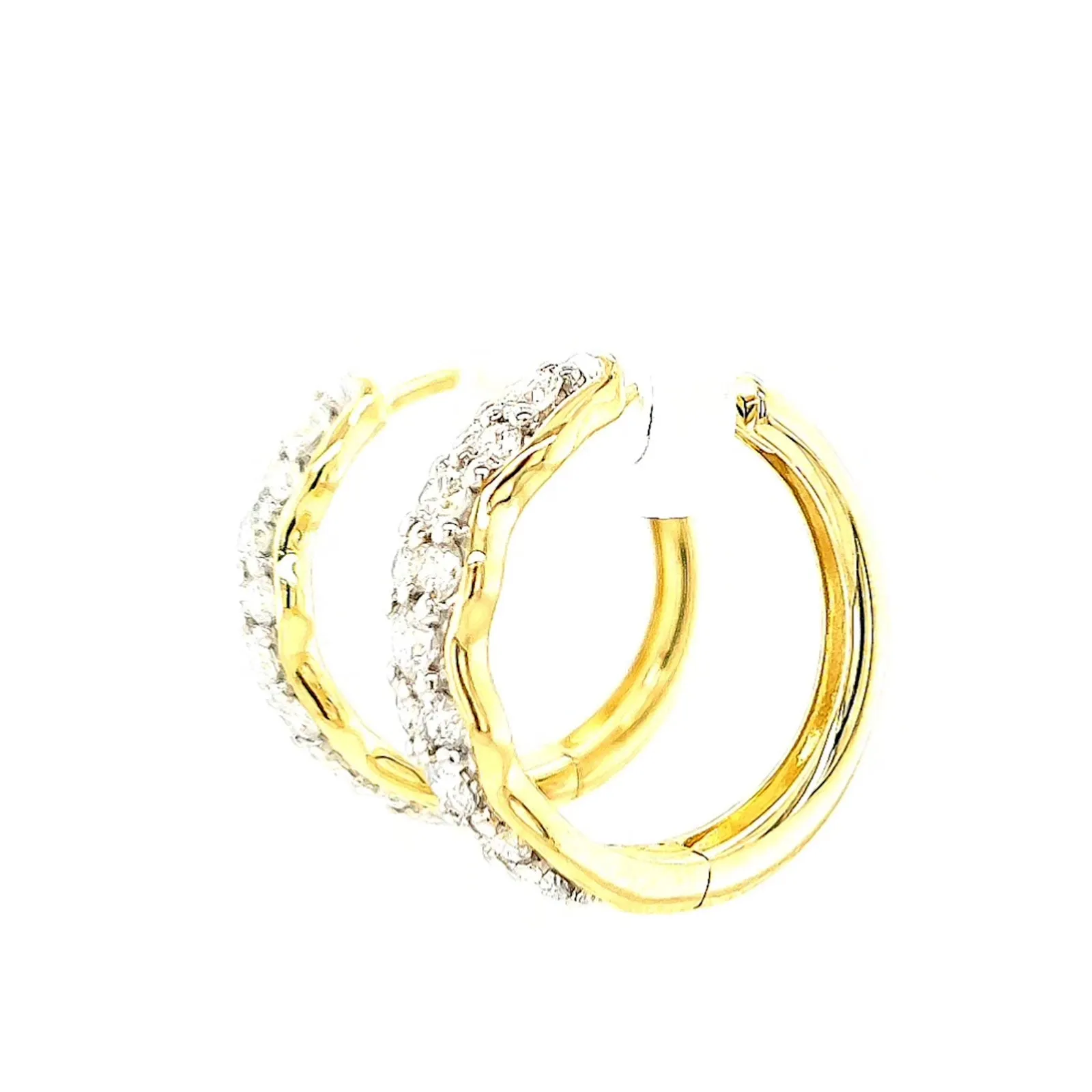 Celebration 9ct Two Tone Gold Round Brilliant Cut 1.25 CARAT tw of Lab Grown Diamonds Huggies Earrings