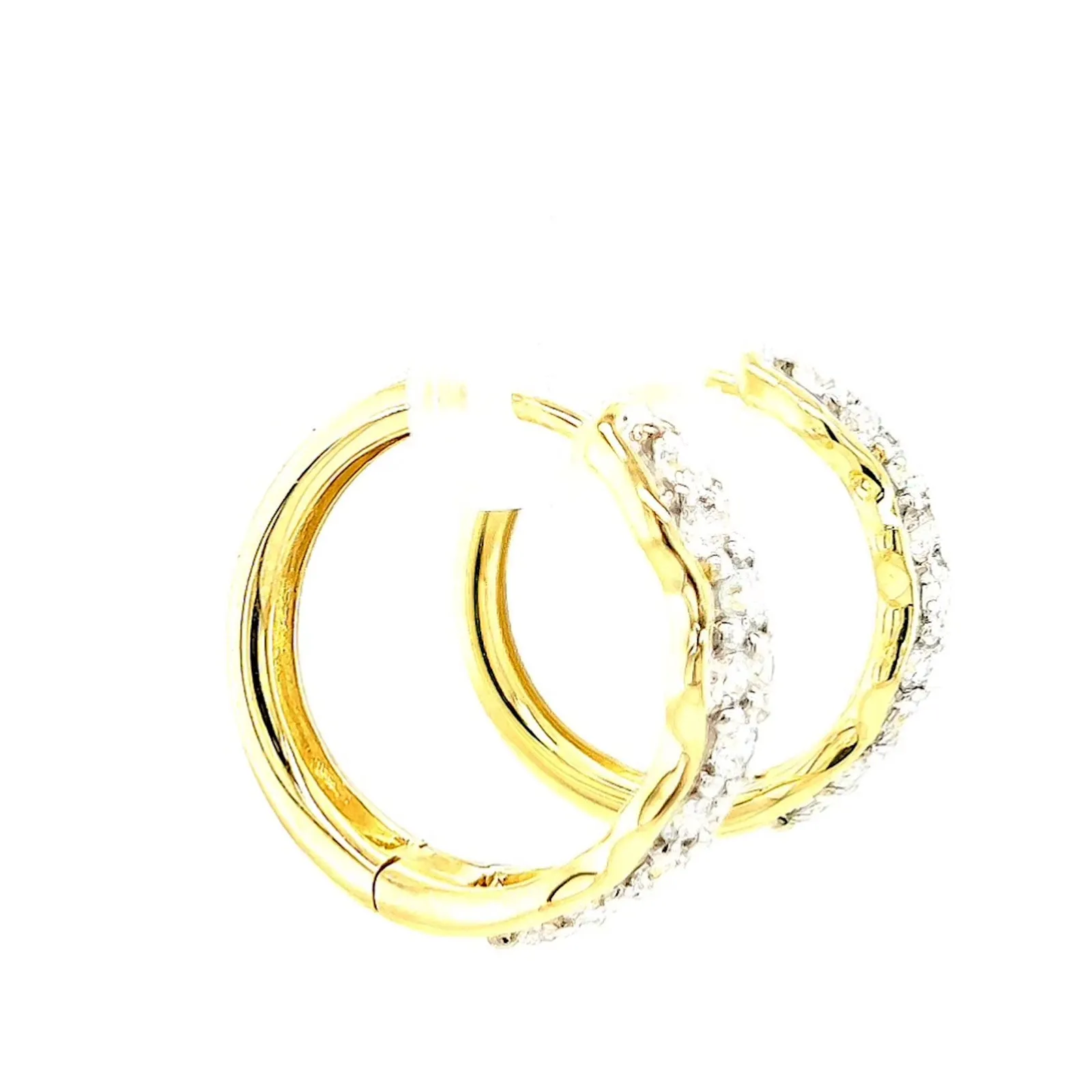 Celebration 9ct Two Tone Gold Round Brilliant Cut 1.25 CARAT tw of Lab Grown Diamonds Huggies Earrings