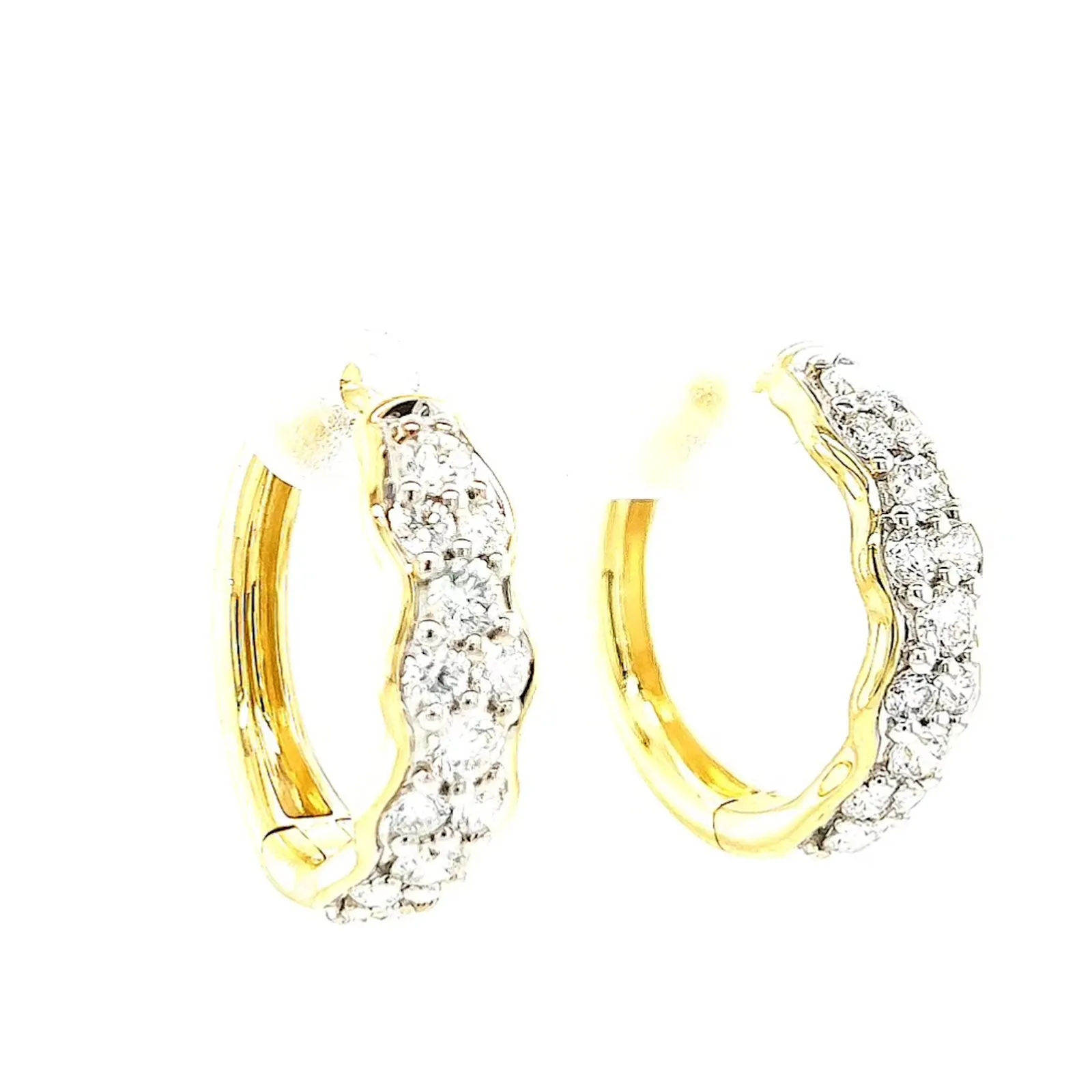 Celebration 9ct Two Tone Gold Round Brilliant Cut 1.25 CARAT tw of Lab Grown Diamonds Huggies Earrings