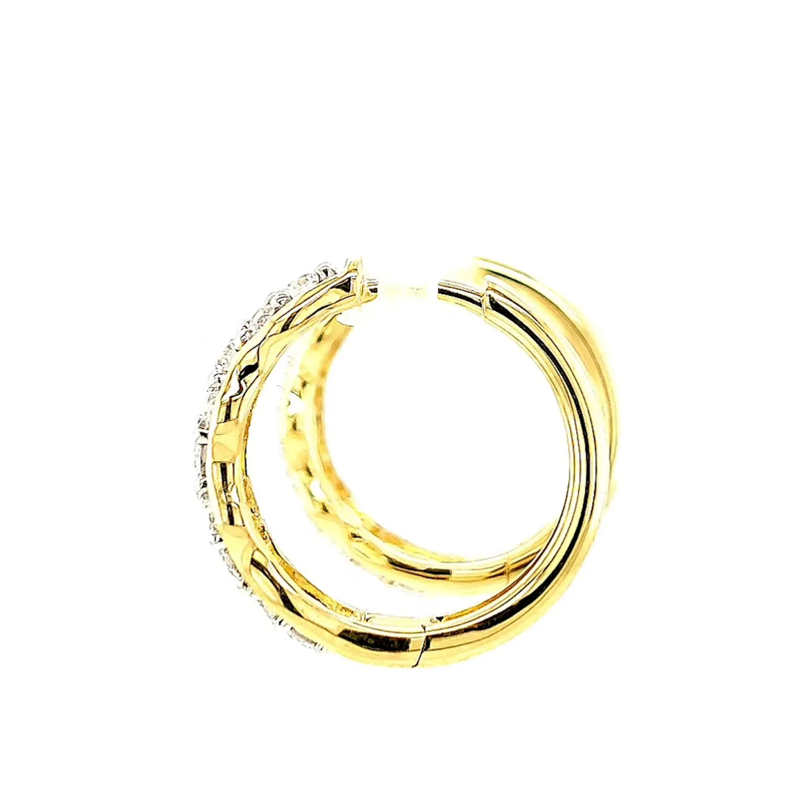 Celebration 9ct Two Tone Gold Round Brilliant Cut 1.25 CARAT tw of Lab Grown Diamonds Huggies Earrings