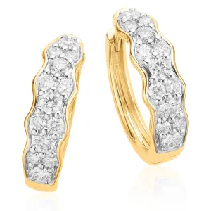 Celebration 9ct Two Tone Gold Round Brilliant Cut 1.25 CARAT tw of Lab Grown Diamonds Huggies Earrings