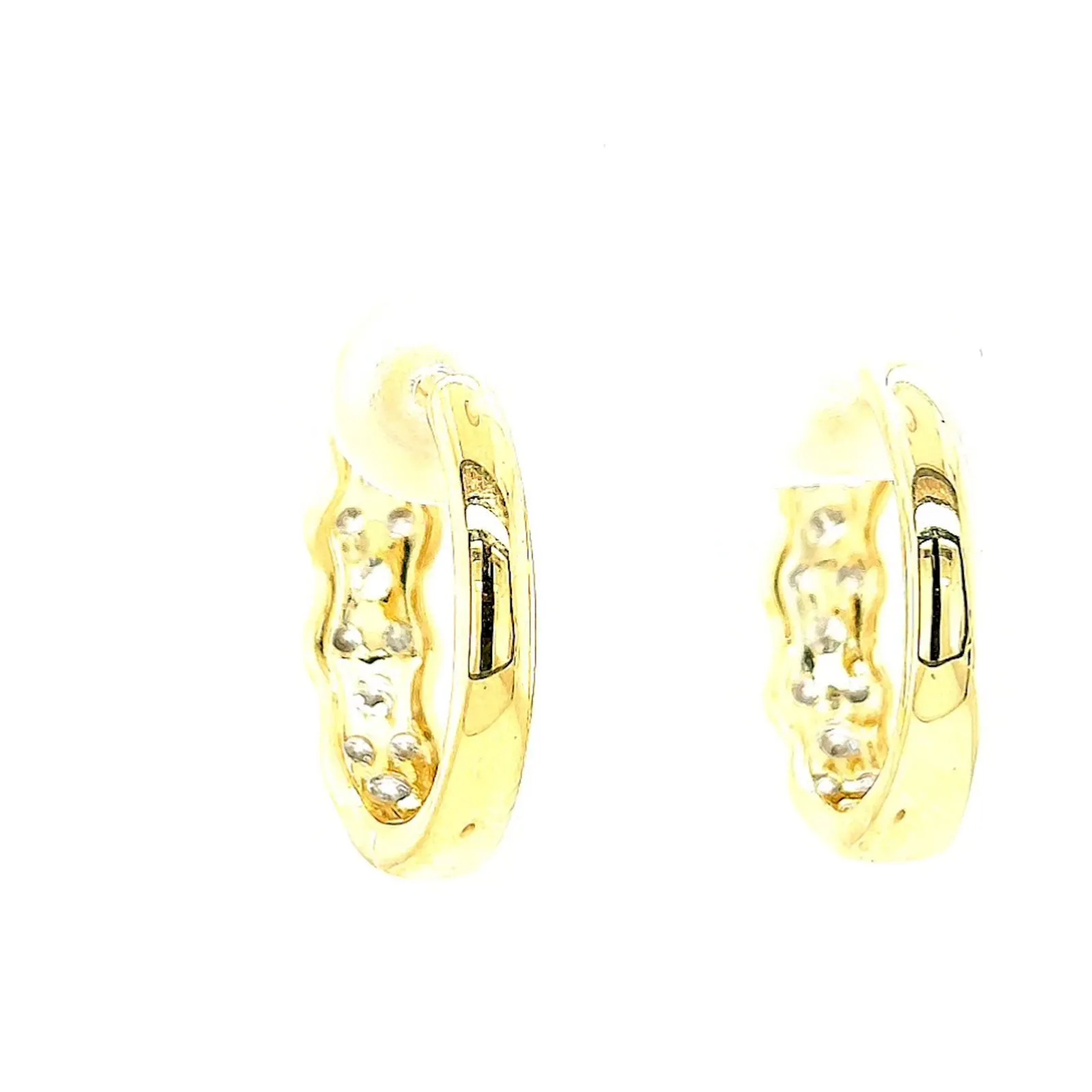 Celebration 9ct Two Tone Gold Round Brilliant Cut 1.25 CARAT tw of Lab Grown Diamonds Huggies Earrings