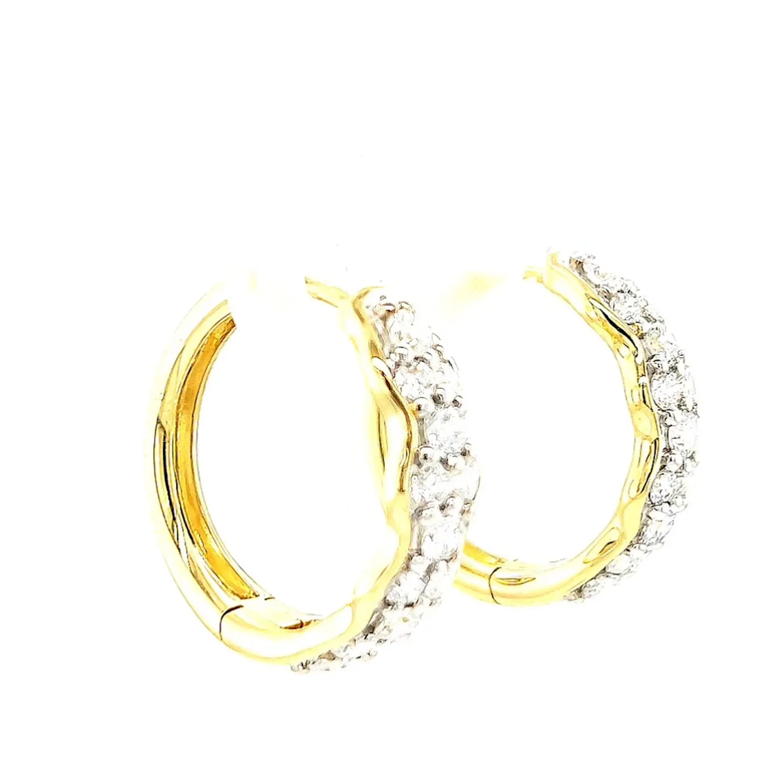 Celebration 9ct Two Tone Gold Round Brilliant Cut 1.25 CARAT tw of Lab Grown Diamonds Huggies Earrings