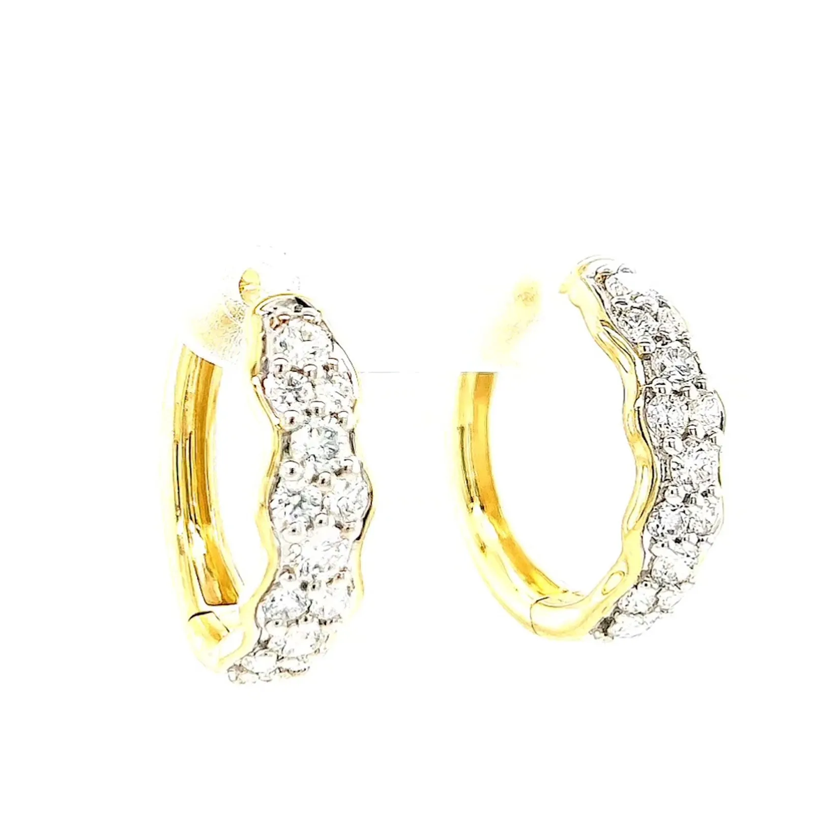 Celebration 9ct Two Tone Gold Round Brilliant Cut 1.25 CARAT tw of Lab Grown Diamonds Huggies Earrings