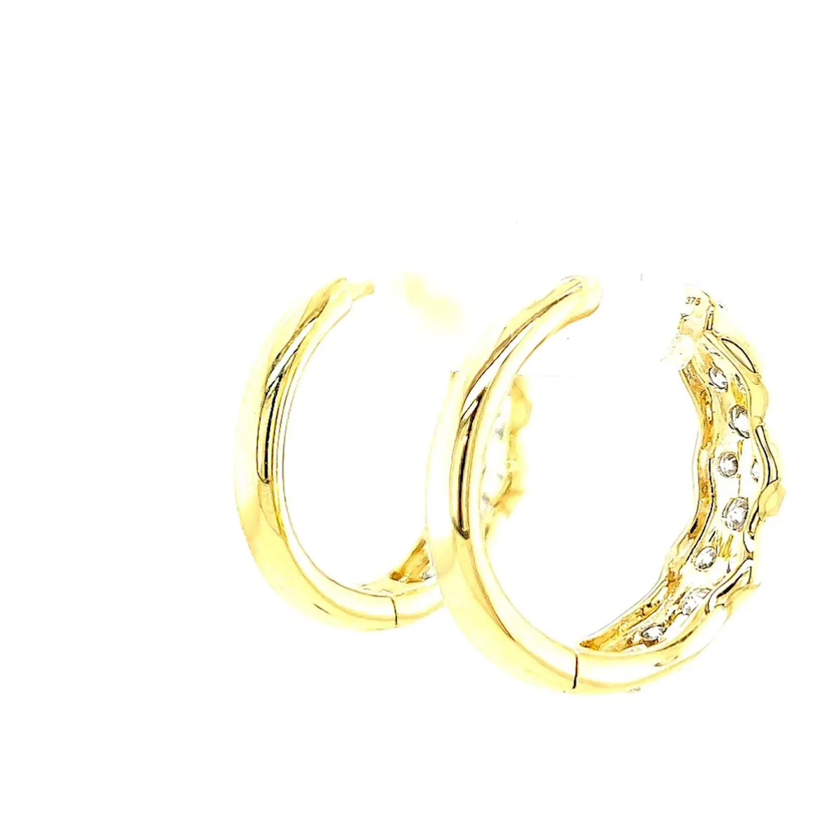 Celebration 9ct Two Tone Gold Round Brilliant Cut 1.25 CARAT tw of Lab Grown Diamonds Huggies Earrings