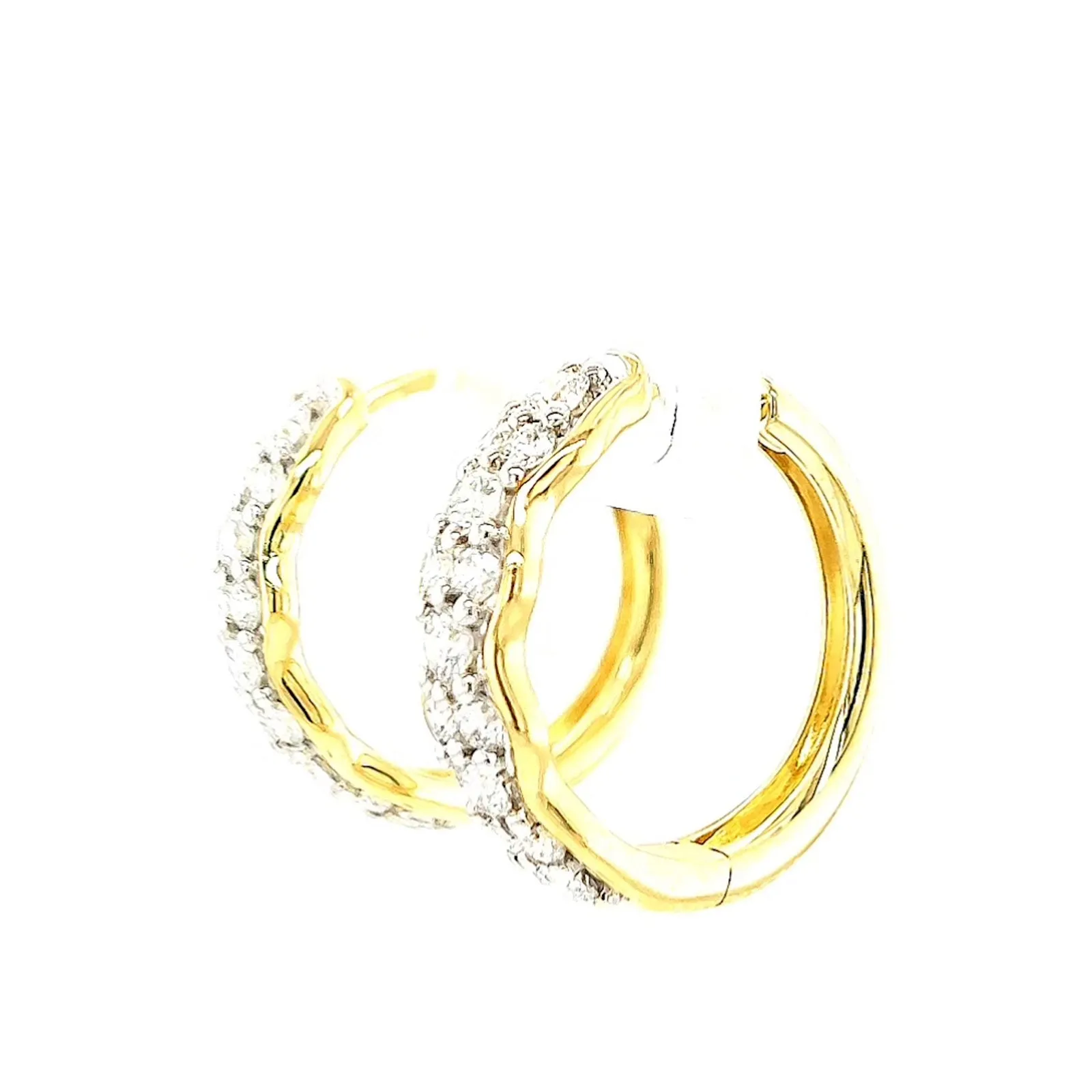 Celebration 9ct Two Tone Gold Round Brilliant Cut 1.25 CARAT tw of Lab Grown Diamonds Huggies Earrings