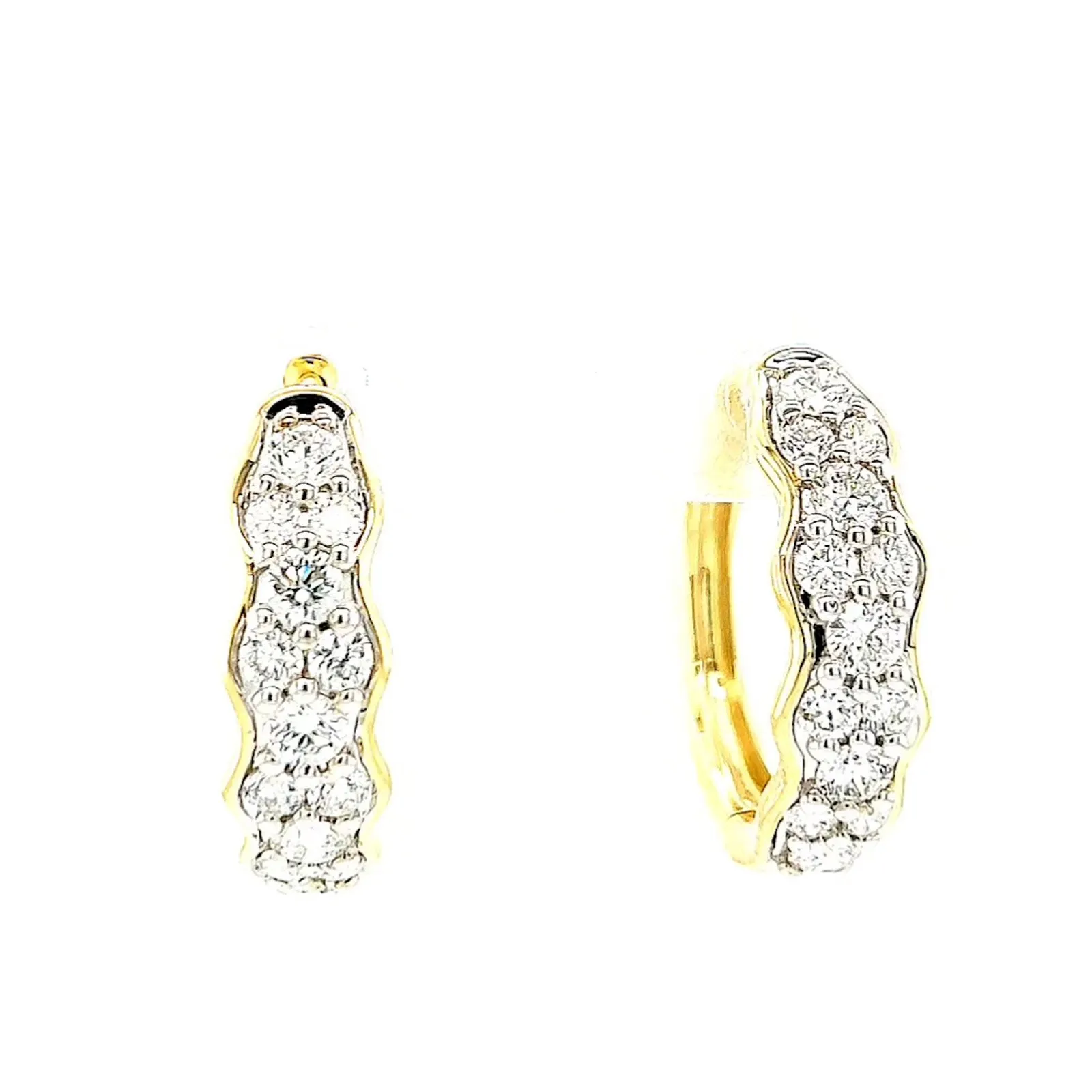 Celebration 9ct Two Tone Gold Round Brilliant Cut 1.25 CARAT tw of Lab Grown Diamonds Huggies Earrings