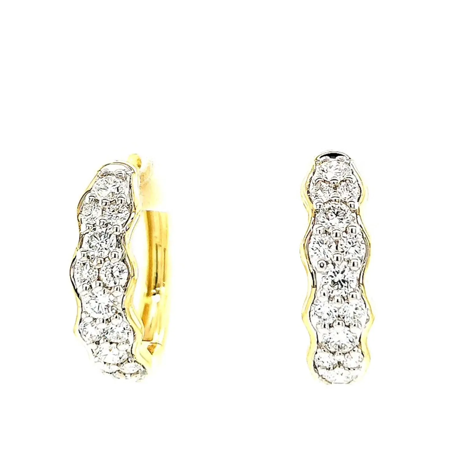 Celebration 9ct Two Tone Gold Round Brilliant Cut 1.25 CARAT tw of Lab Grown Diamonds Huggies Earrings