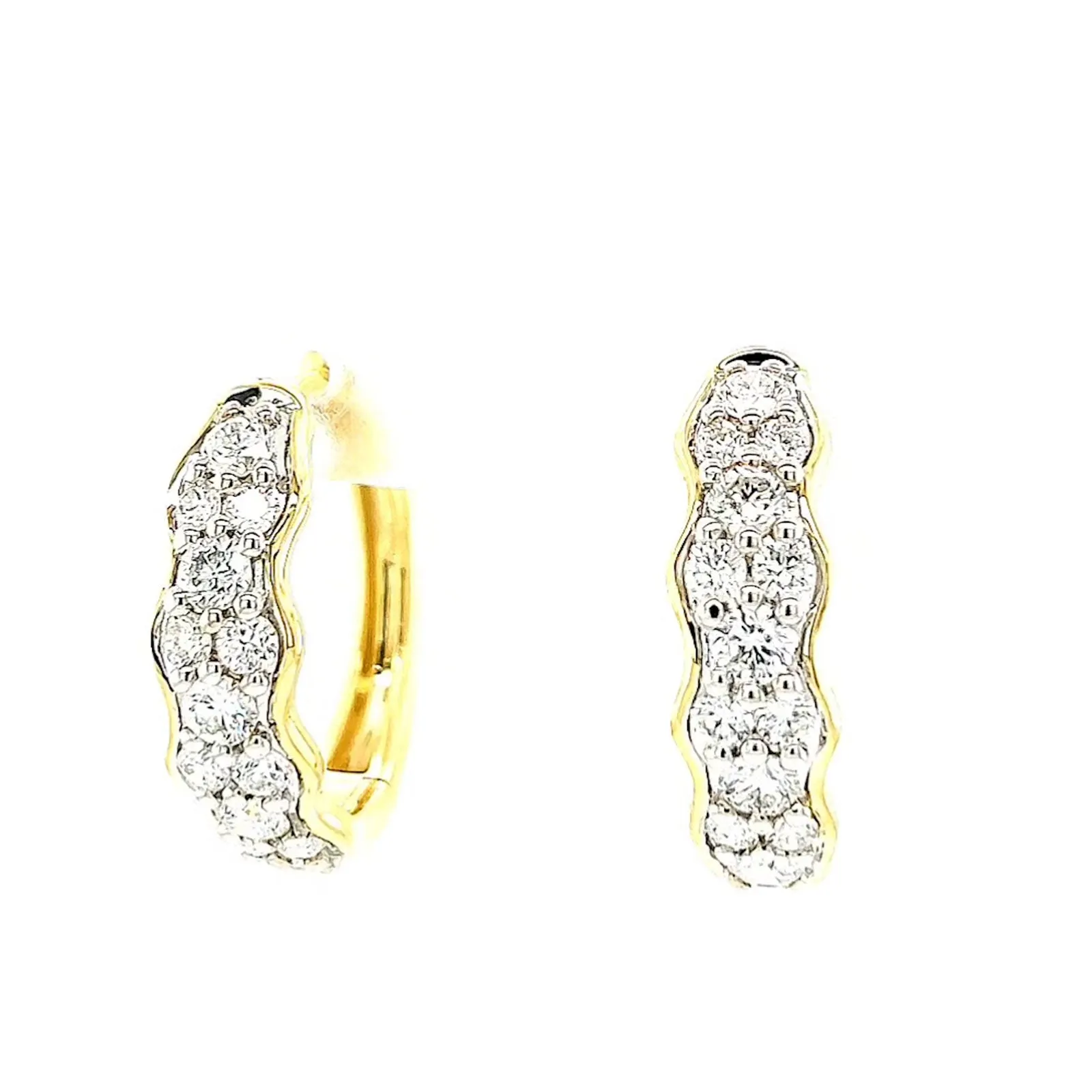 Celebration 9ct Two Tone Gold Round Brilliant Cut 1.25 CARAT tw of Lab Grown Diamonds Huggies Earrings