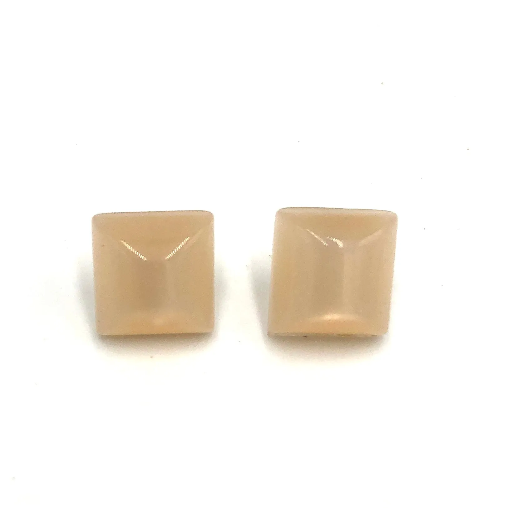 Champagne Beige MG Square Stud Earrings