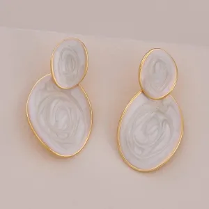 Classy Marble Finish Gold Plated Drop Earrings For Women (Lightweight)