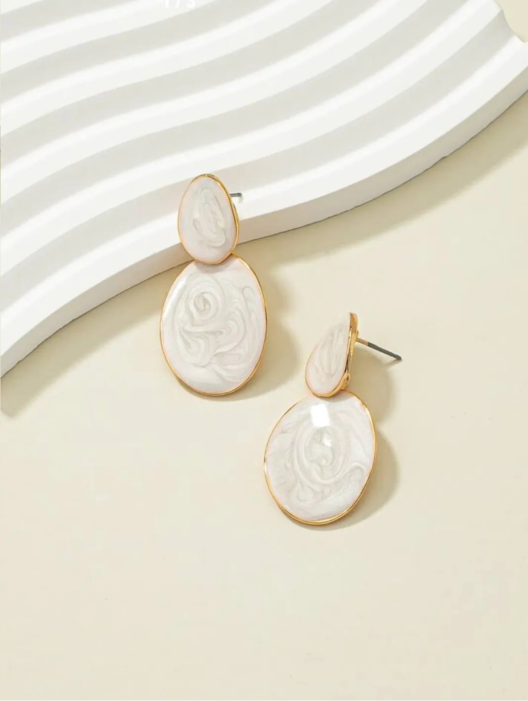 Classy Marble Finish Gold Plated Drop Earrings For Women (Lightweight)