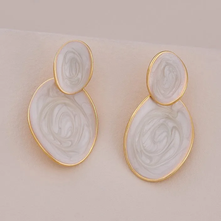 Classy Marble Finish Gold Plated Drop Earrings For Women (Lightweight)