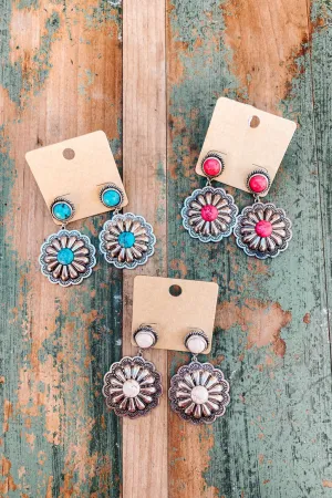 Concho Center Stone Earring | 3 COLORS