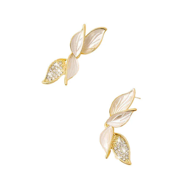 Contemporary Leaf Flower Drop Earrings For Women (Lightweight)