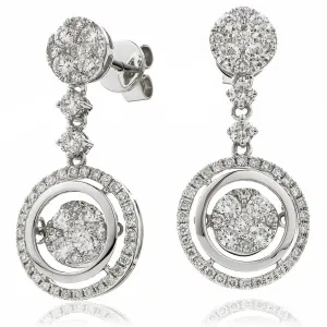 DIAMOND FANCY MOVEABLE EARRINGS IN 18K WHITE GOLD