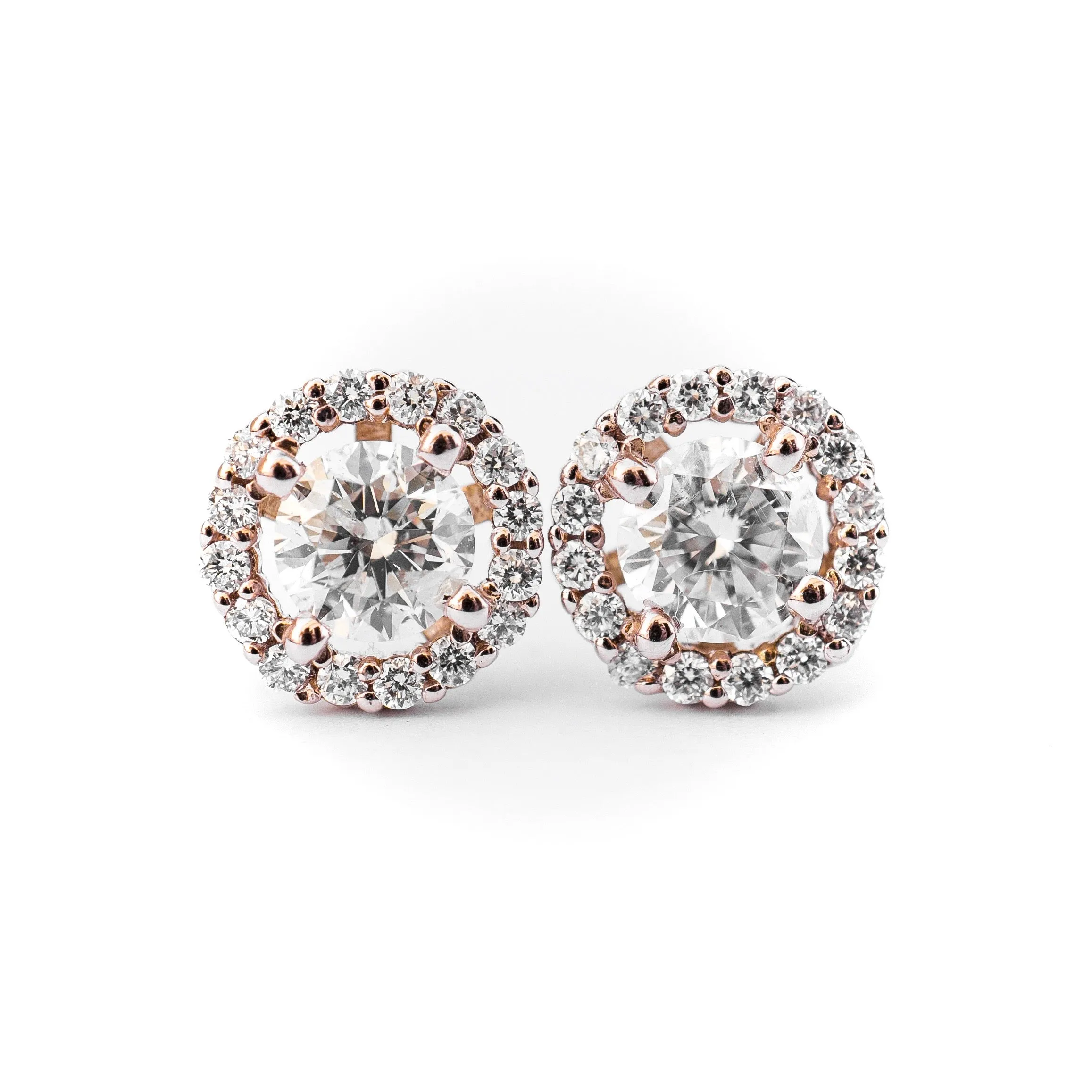 Diamond Halo Stud Earrings (EGL Certified), Certified Diamond Studs for Women