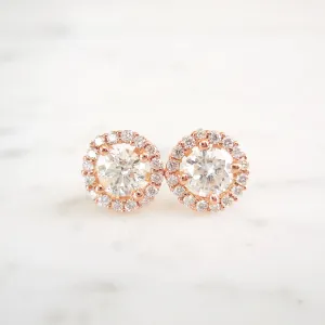 Diamond Halo Stud Earrings (EGL Certified), Certified Diamond Studs for Women