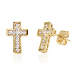 Diamond Look Cubic Zirconia Micro Pave Cross Earring