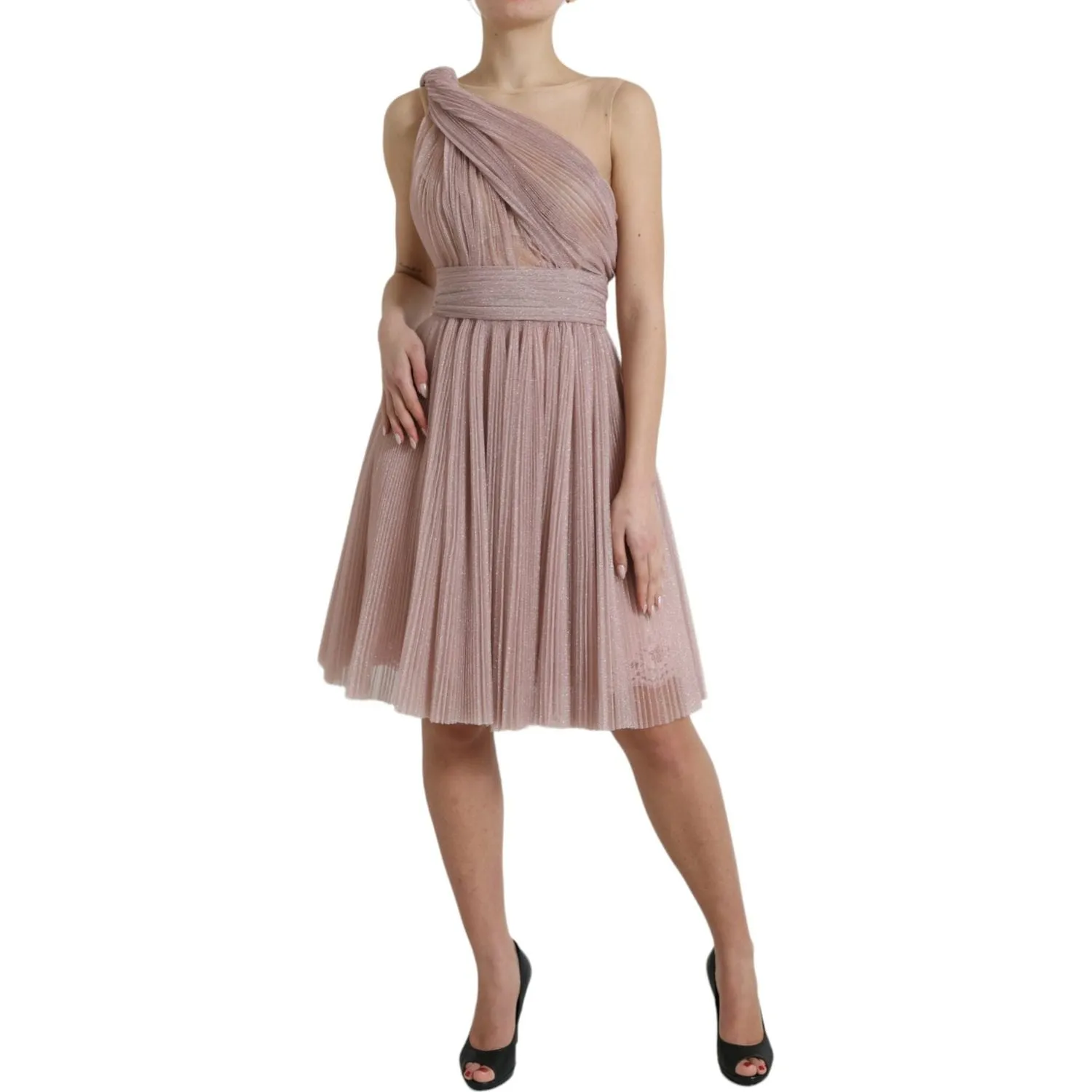 Dolce & Gabbana Elegant Asymmetrical Pink Tulle Dress