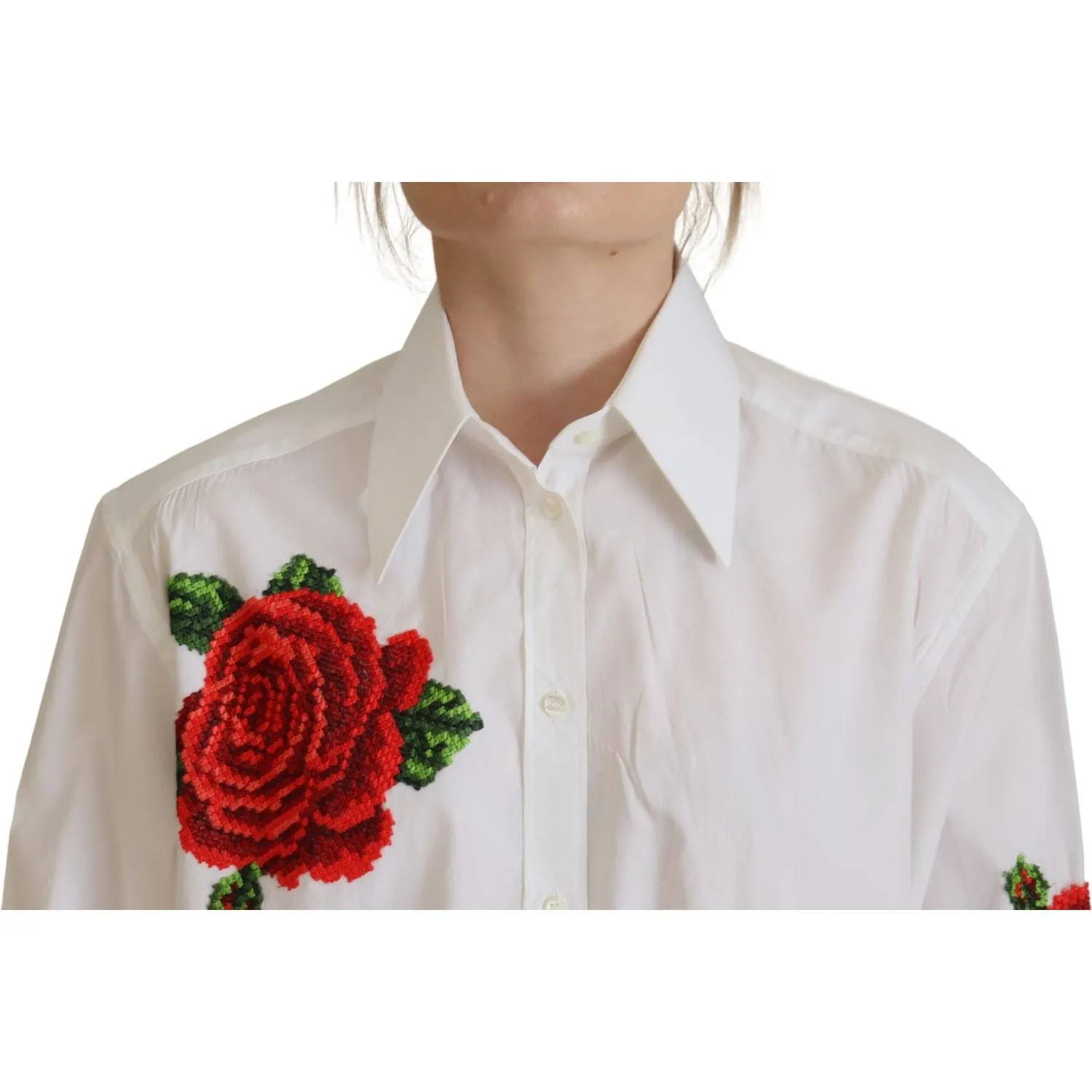 Dolce & Gabbana Elegant Floral Embroidered Silk Blend Shirt