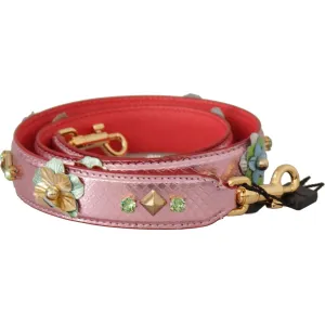 Dolce & Gabbana Elegant Metallic Pink Leather Shoulder Strap