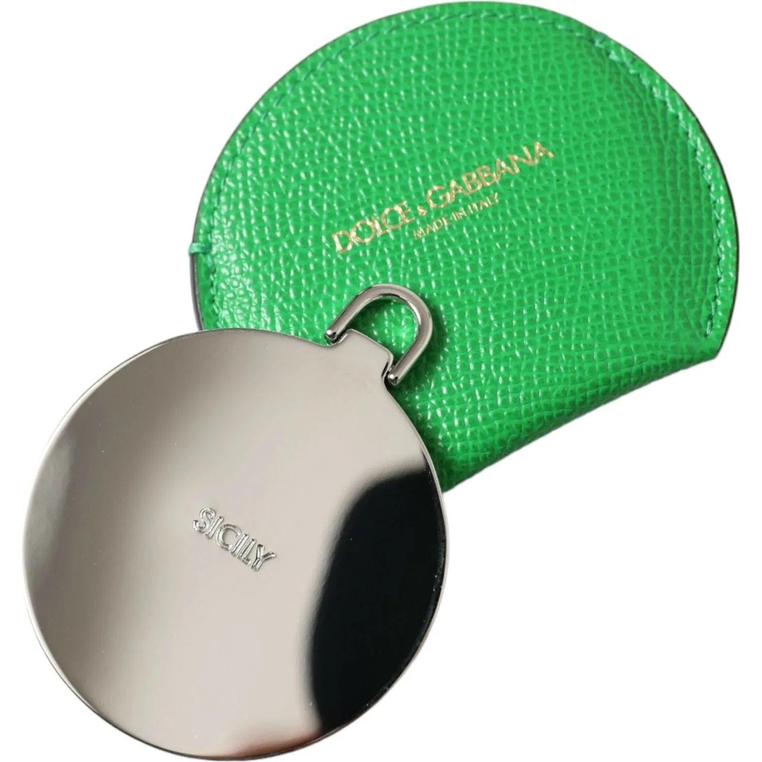 Dolce & Gabbana Emerald Leather Hand Mirror Holder