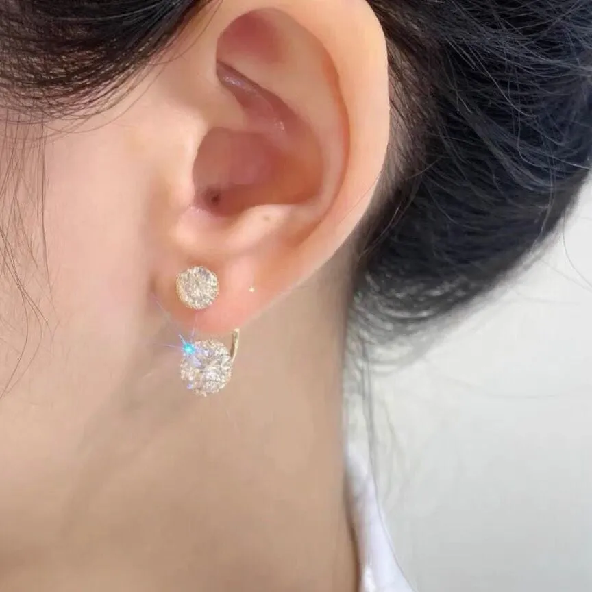 Double-Sided Earrings with Zirconia