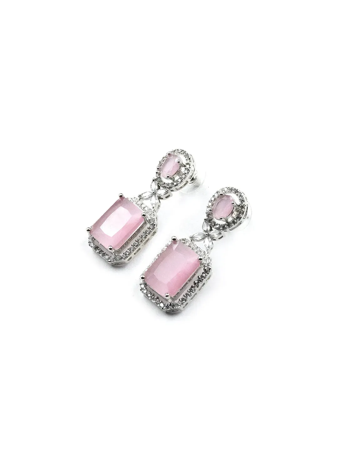 Elegant Designer Pastel Pink CZ AD Party Earrings | Sparkle & Style