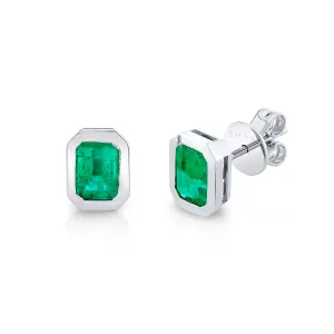 EMERALD BEZEL SET STUDS