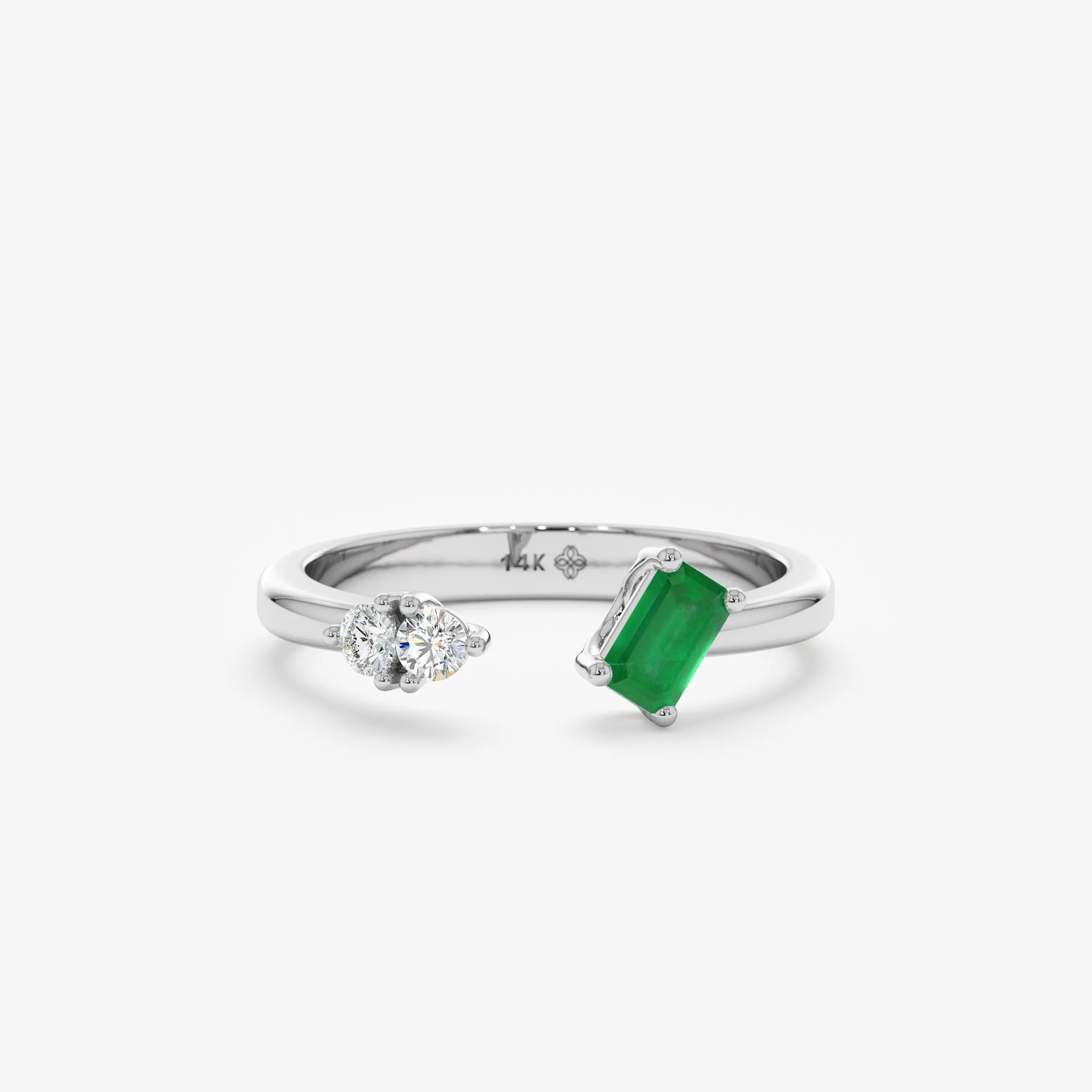 Emerald Diamond Open Ring, Nora