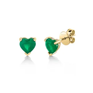 EMERALD HEART HALO STUDS