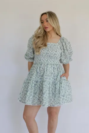 Emory Blue Floral Mini Dress