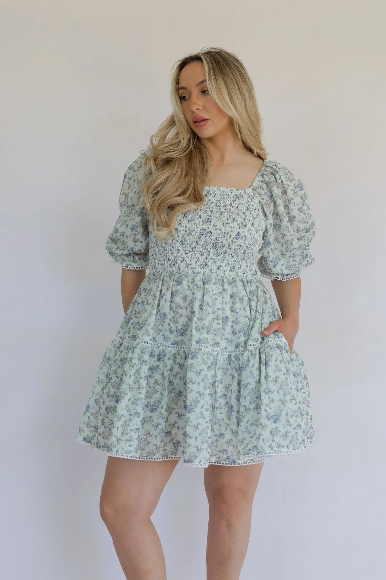 Emory Blue Floral Mini Dress