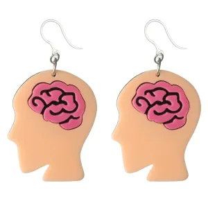 Exaggerated Brain Dangles Hypoallergenic Earrings for Sensitive Ears Made with Plastic Posts