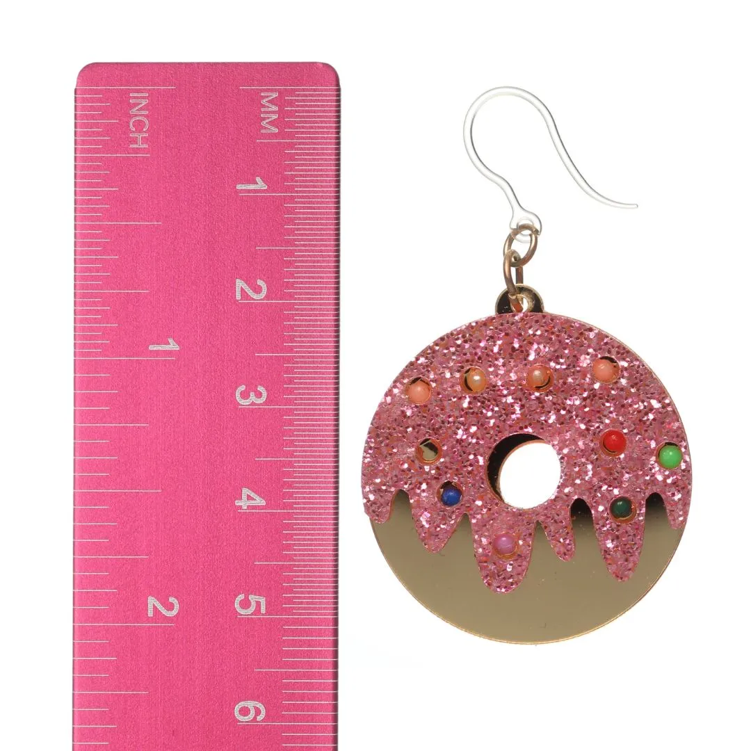 Exaggerated Donut Dangles Hypoallergenic Earrings for Sensitive Ears Made with Plastic Posts