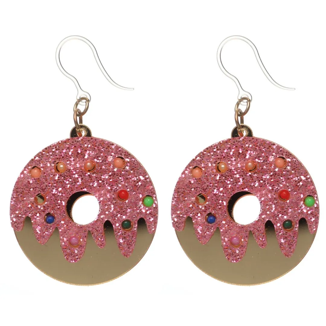 Exaggerated Donut Dangles Hypoallergenic Earrings for Sensitive Ears Made with Plastic Posts