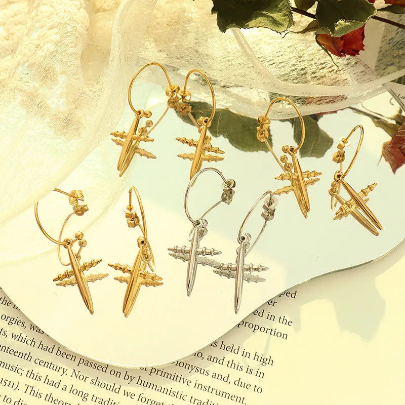 Exquisite fashion cold wind cross design earrings