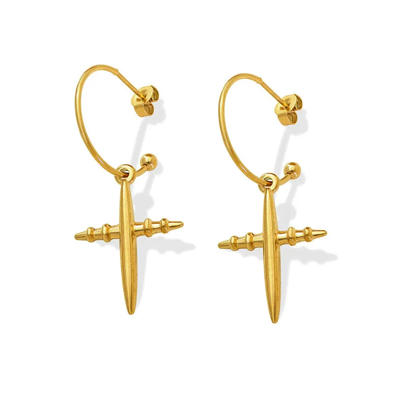 Exquisite fashion cold wind cross design earrings