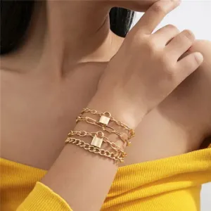 Fashionable Dainty Gold-Plated Bracelet (Pack Of 4)