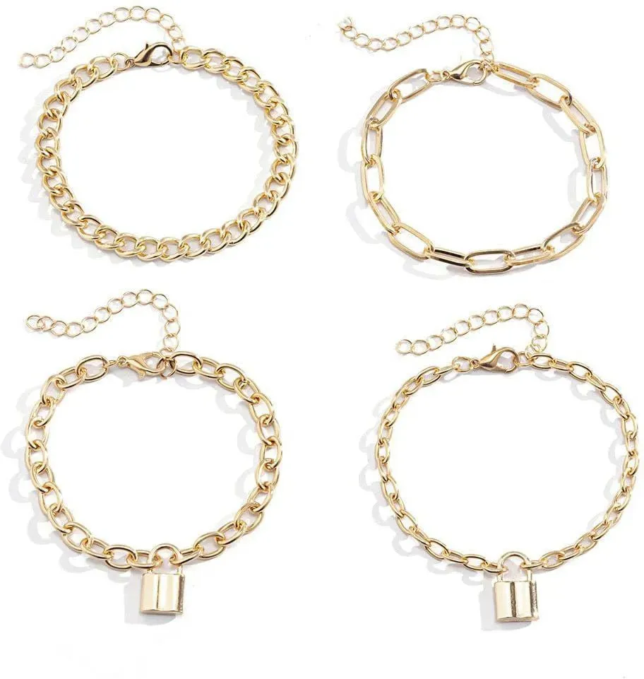 Fashionable Dainty Gold-Plated Bracelet (Pack Of 4)