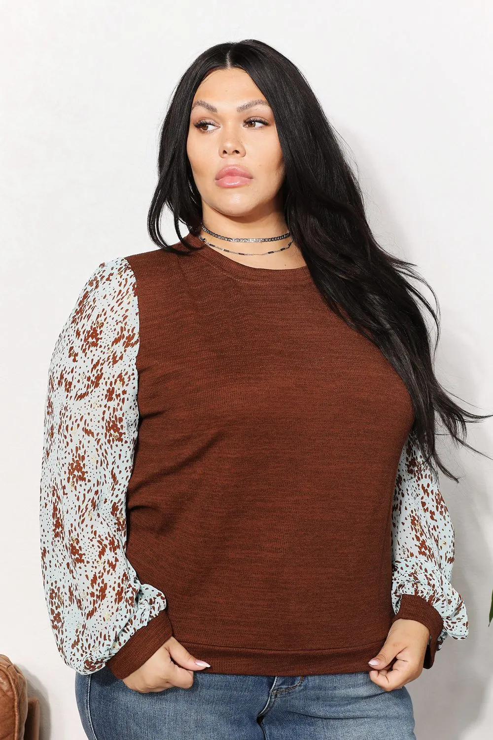 Foil Printed Sleeve Top