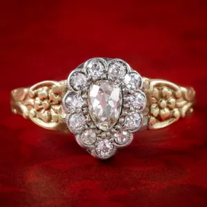 Georgian Style Diamond Cluster Ring 0.80ct Total